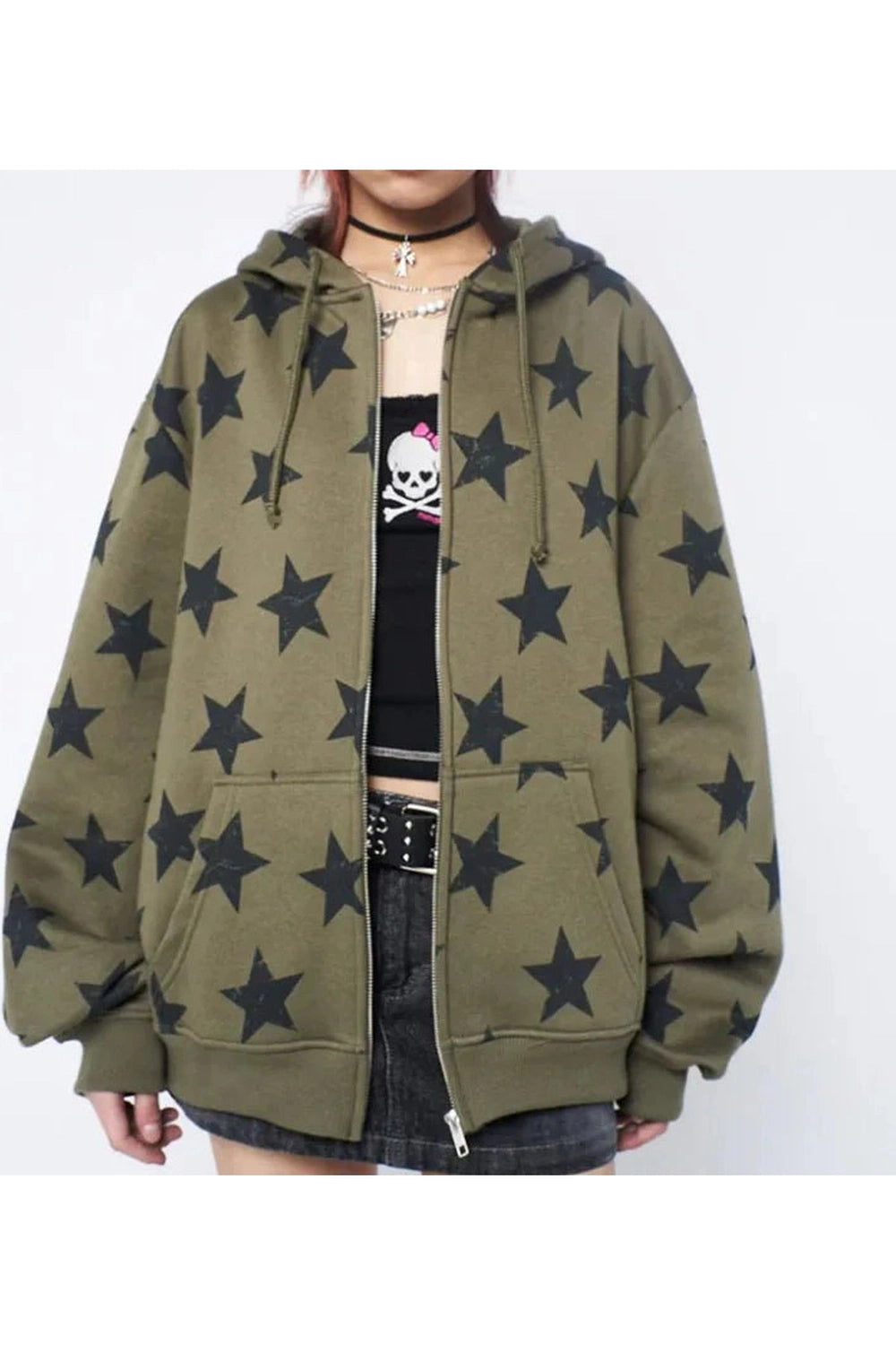 Star Print Hoodie Shoptery