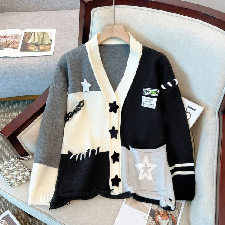 Acubi Stellar Patchwork Cardigan Shoptery