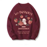 Aesthetic Strawberry Bunny Chocolate Sweatshirt red Shoptery