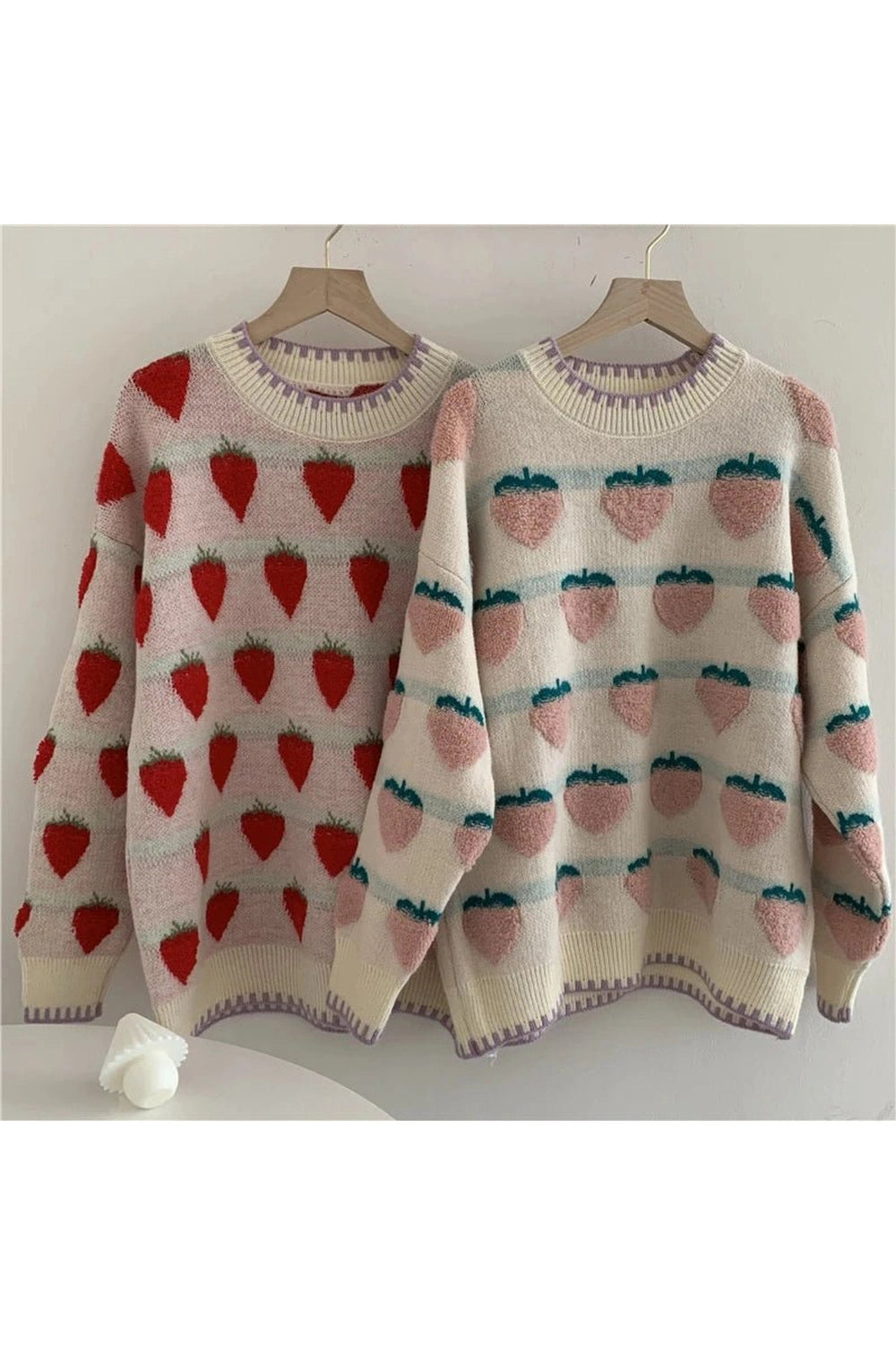 Retro Strawberry Fields Knit Sweater Shoptery
