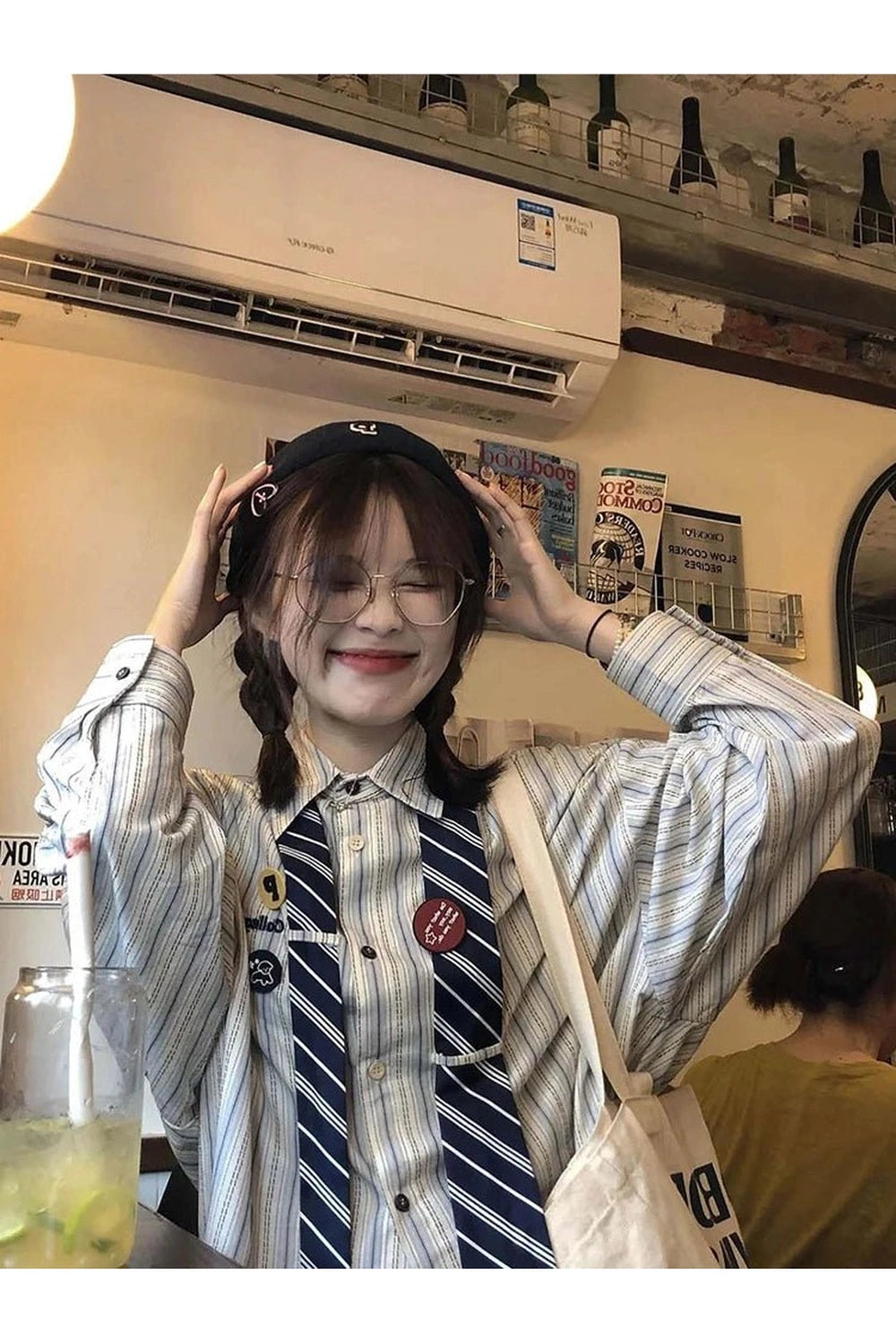 Acubi Striped Button-Up Shirt Shoptery