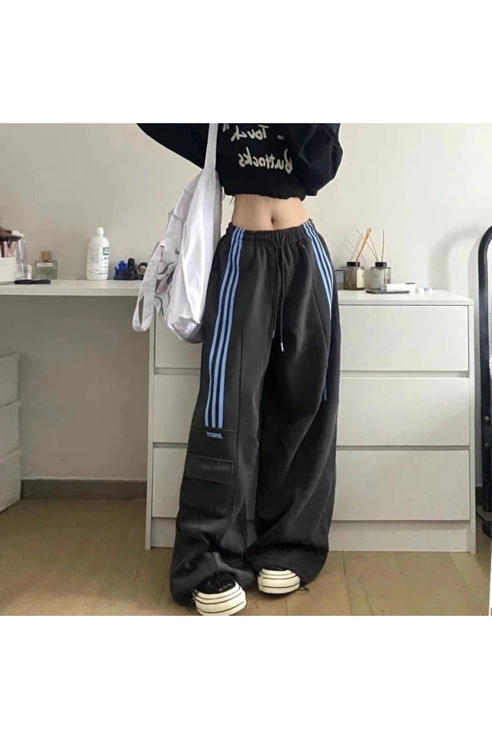 Striped Cargo Spring Pants Dark Grey CHINA Shoptery