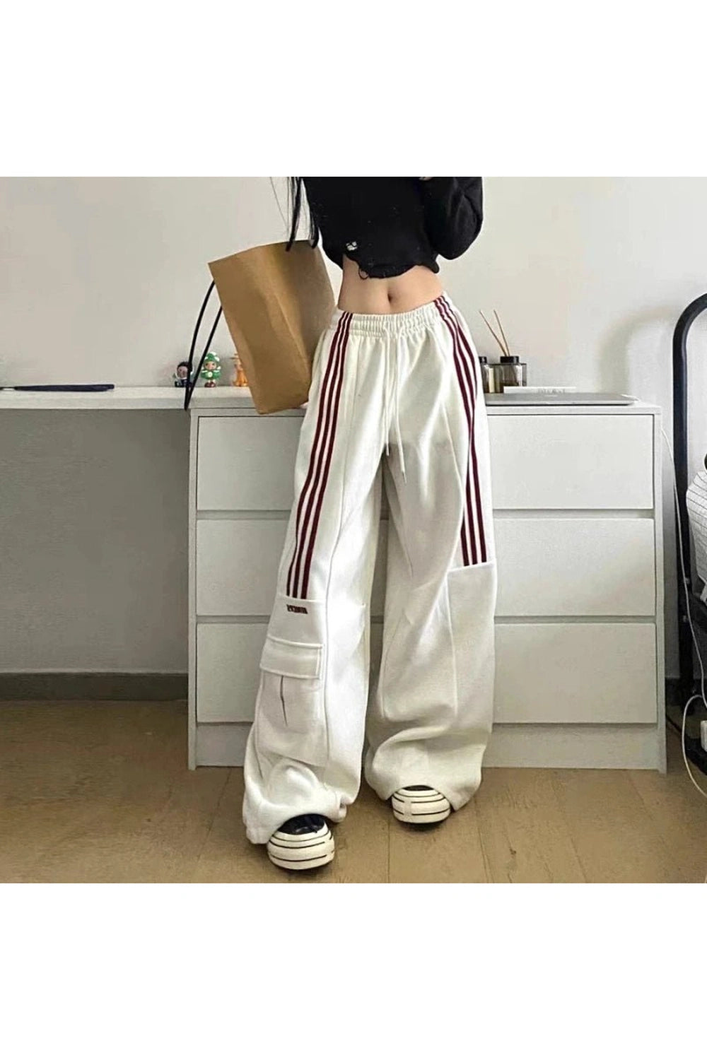 Striped Cargo Spring Pants APRICOT CHINA Shoptery