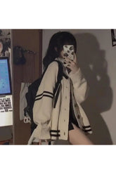 Aesthetic Striped Loose Cardigan Shoptery