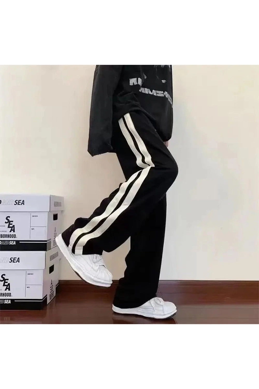 Striped Wide Leg Pocket Pants Shoptery