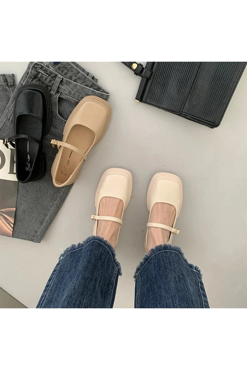 Aesthetic Thick Heels Mary Jane Shoes Shoptery