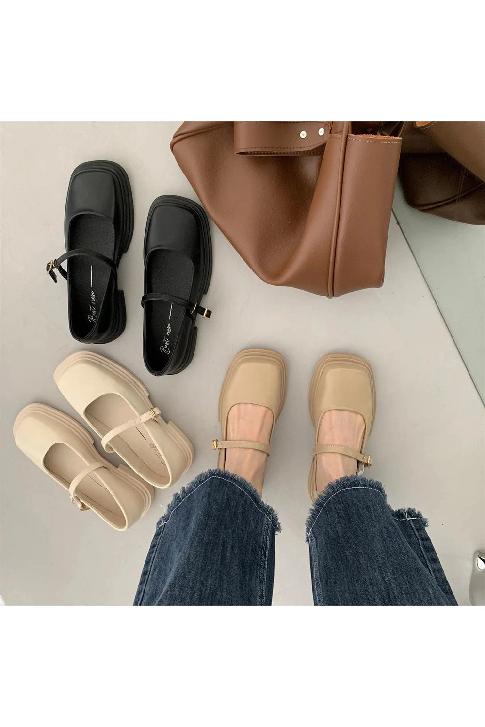 Aesthetic Thick Heels Mary Jane Shoes Shoptery