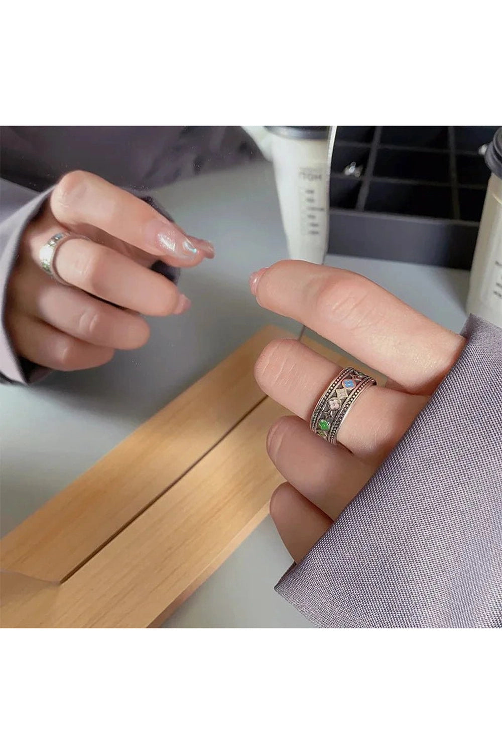 Retro Trendy Thai Silver Ring Shoptery