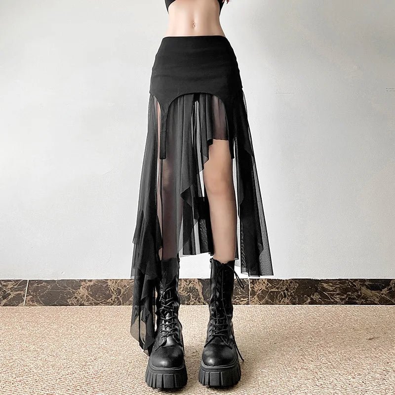 Twilight Shroud Alt Edgy High-Low Skirt Shoptery