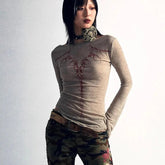 Twilight Thorns Y2k Embroidered Long Sleeve Top as photo Shoptery