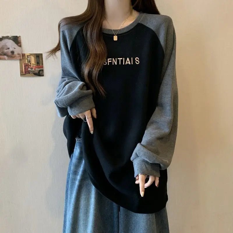 Two-Tone Raglan Retro Oversized Sweatshirt Shoptery