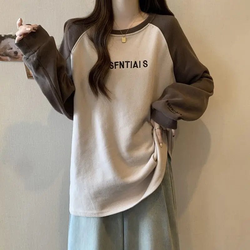 Two-Tone Raglan Retro Oversized Sweatshirt Shoptery