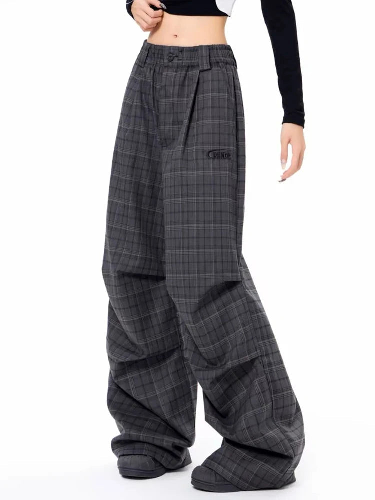 Urban Shadow Edgy Plaid Wide-Leg Pants Shoptery