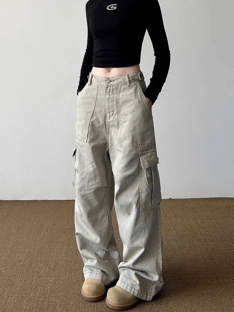 Urban Utility Y2k Wide-Leg Cargo Pants Shoptery