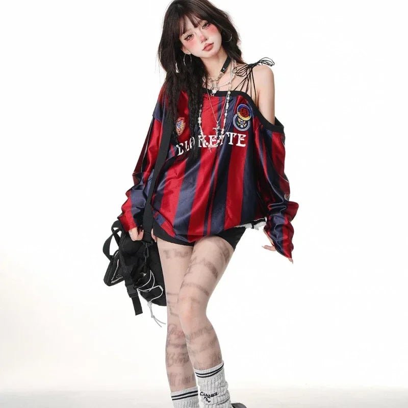 Retro Off Shoulder Sweatshirts Shoptery