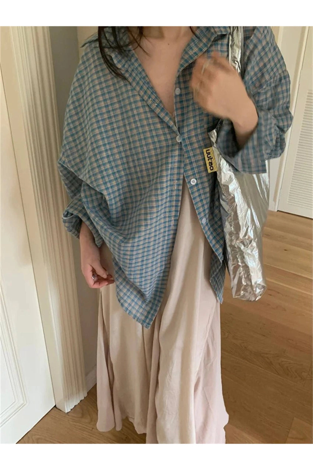 Retro Plaid Oversized Shirt Shoptery