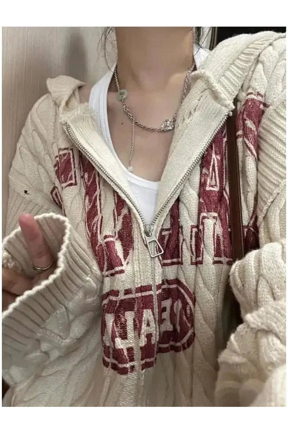 Retro Slouch Knit Zip-Up Sweater Shoptery