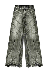 Y2k Washed Patchwork Jeans Gray Shoptery