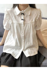 White Lace Peter Pan Blouse Shoptery