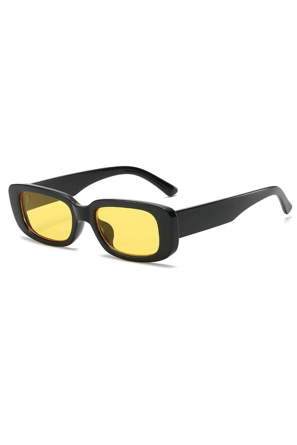 Retro White Rectangular Sunglasses Black Yellow picture color Shoptery
