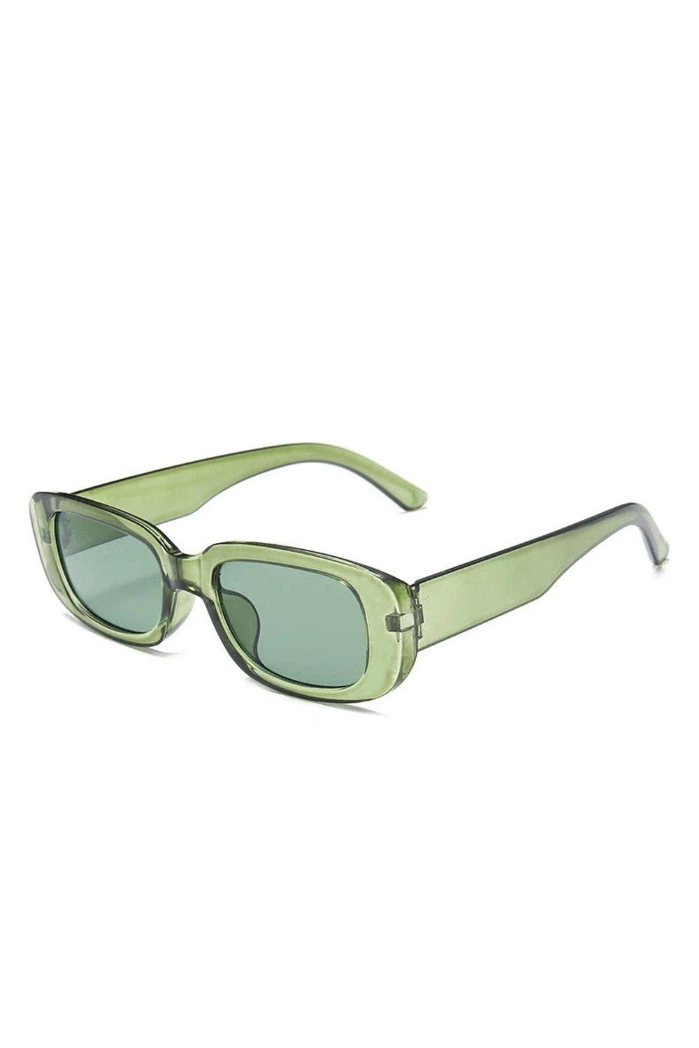 Retro White Rectangular Sunglasses Green picture color Shoptery