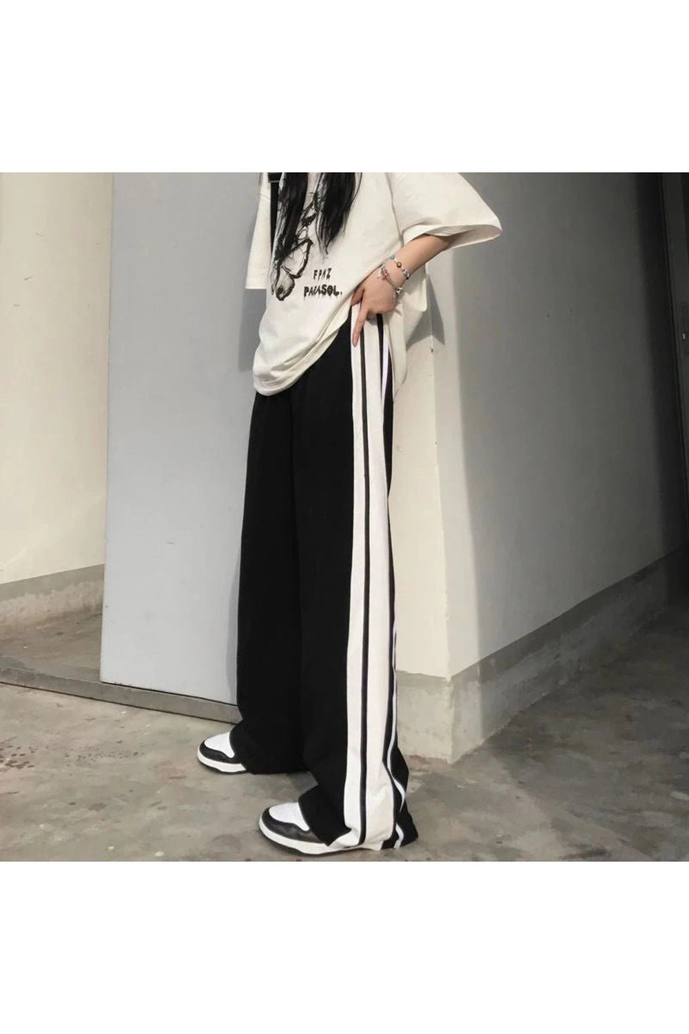 White Striped Wide Leg Pants Shoptery