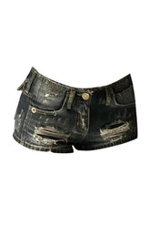 Y2K Jean Mini Shorts Black Shoptery
