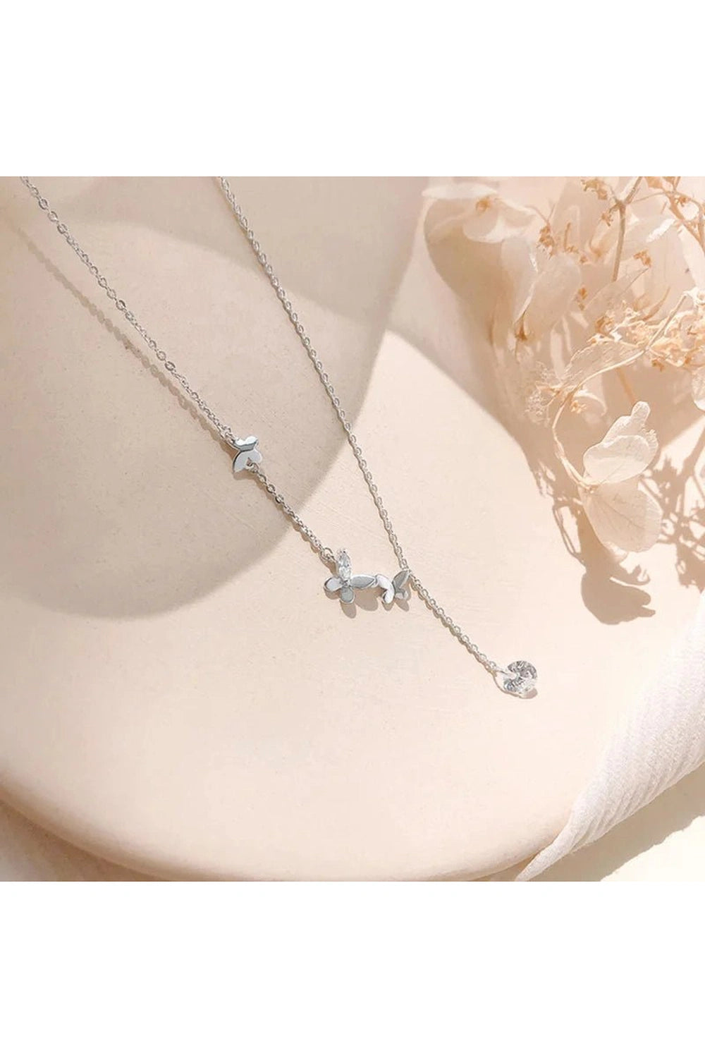 Aesthetic Zircon Butterfly Necklace Shoptery