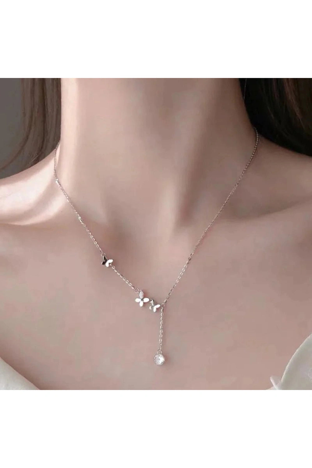 Aesthetic Zircon Butterfly Necklace Shoptery