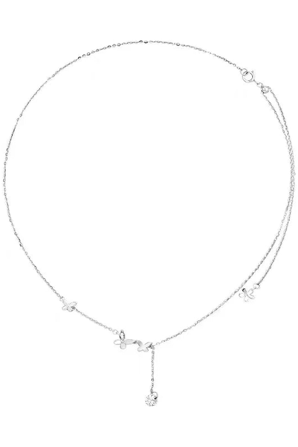 Aesthetic Zircon Butterfly Necklace platinum 40cm Shoptery