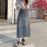 90s High Waist Jean Skirt Blue Shoptery