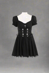 Alt Goth A-line Bandage Corset Dress black Shoptery