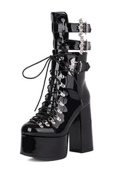 Bat Wing Alt Mid Boots Patent Leather CHINA Shoptery