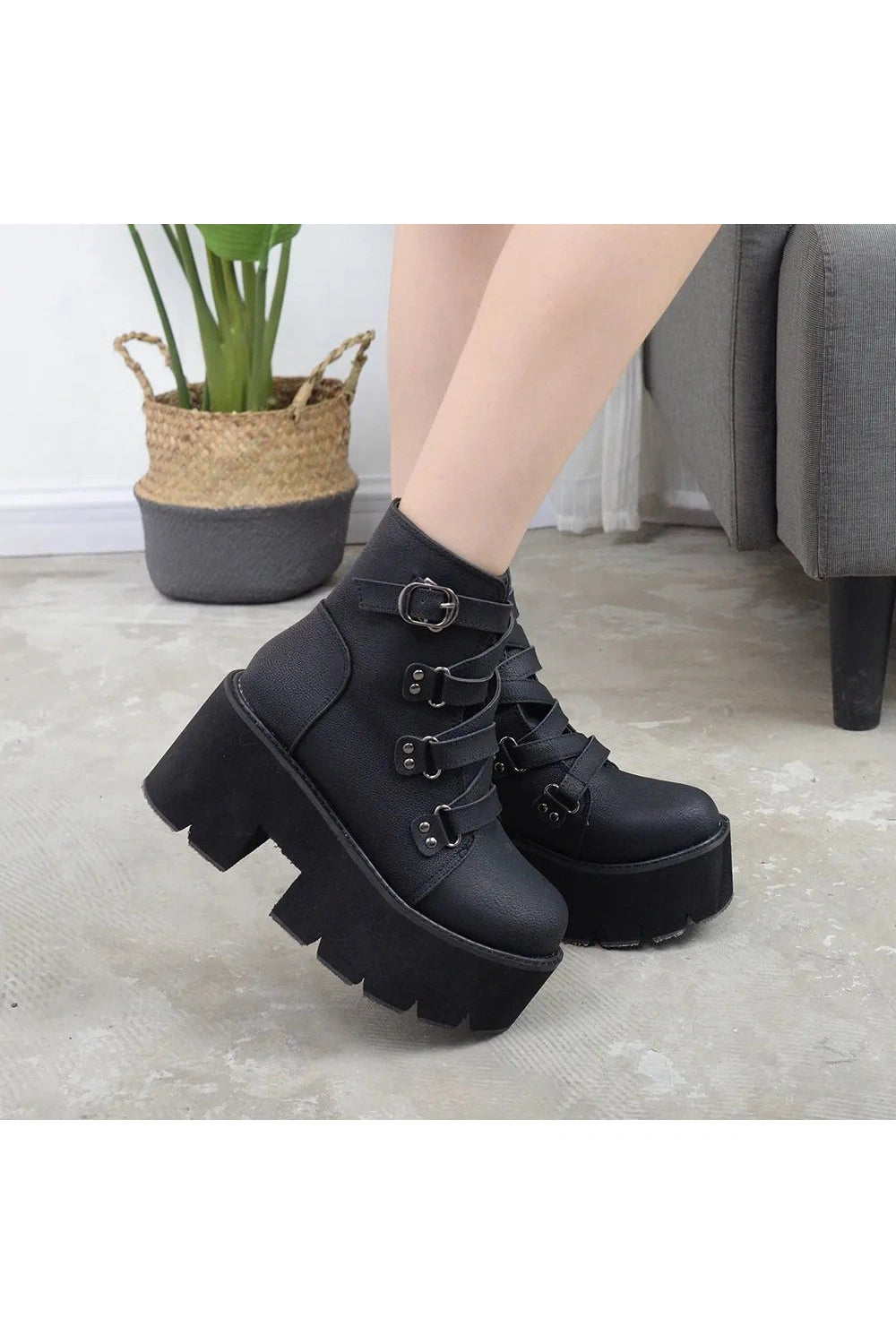 Alt Black Gothic Chunky Boots Shoptery
