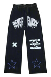 Alt Black Star Print High Waist Jeans Black Shoptery