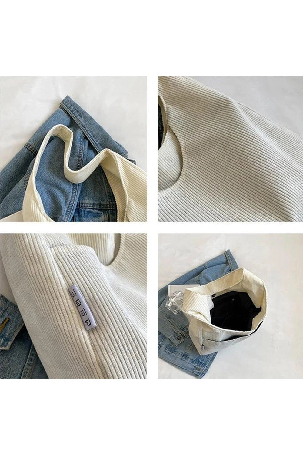 Aesthetic Canvas Corduroy Large Handbag Shoptery