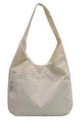 Aesthetic Canvas Corduroy Large Handbag Creamy-white Shoptery