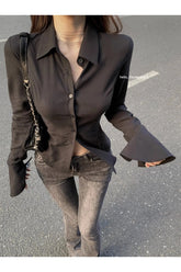 Coquette Chiffon Bandage Collar Blouse Black Shoptery