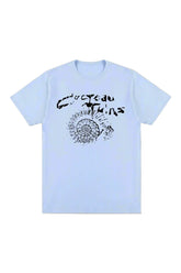 Aesthetic Cocteau Twins Cotton Graphic T-shirt Sky Blue Shoptery