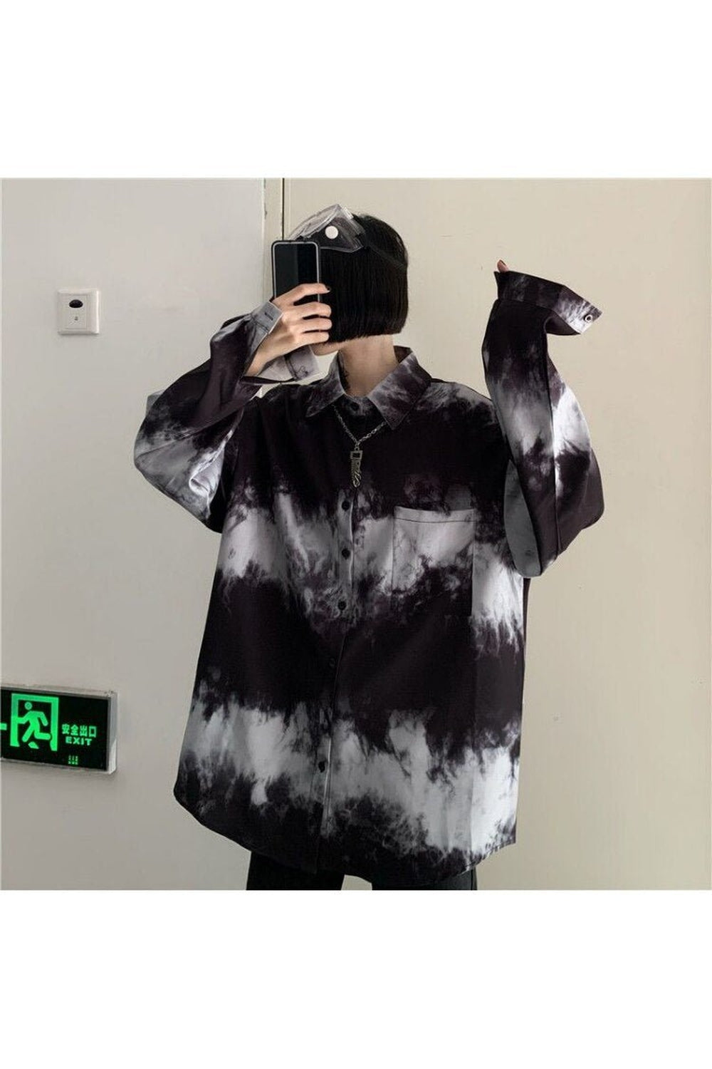 Dark Tie-dye Alt Edgy Blouse Shoptery