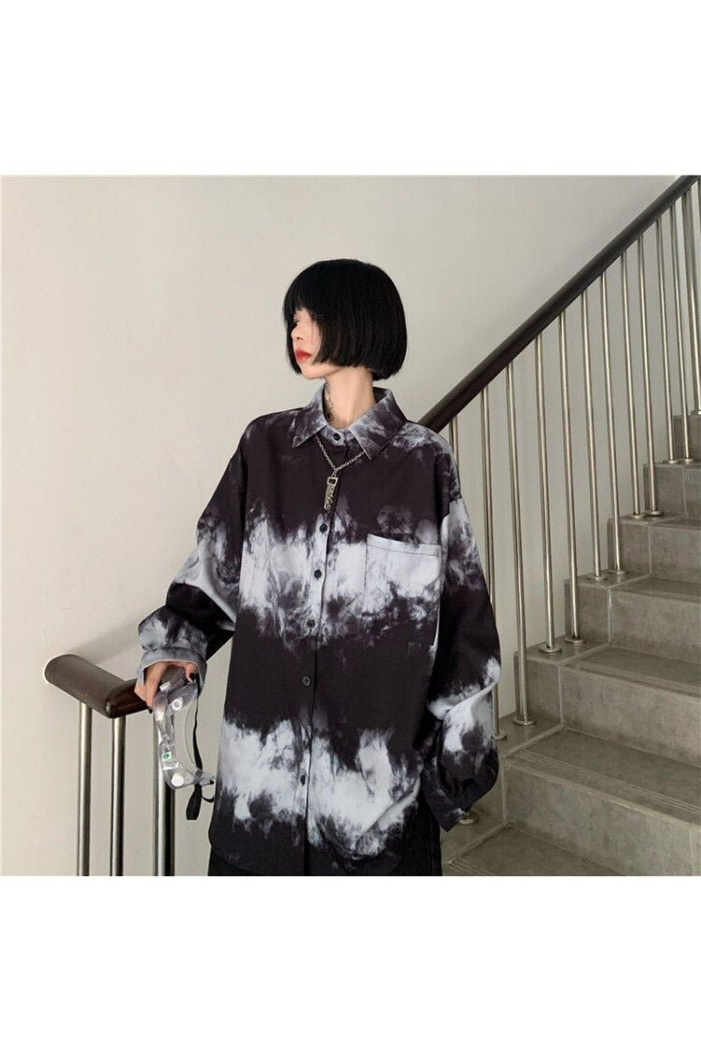 Dark Tie-dye Alt Edgy Blouse Shoptery