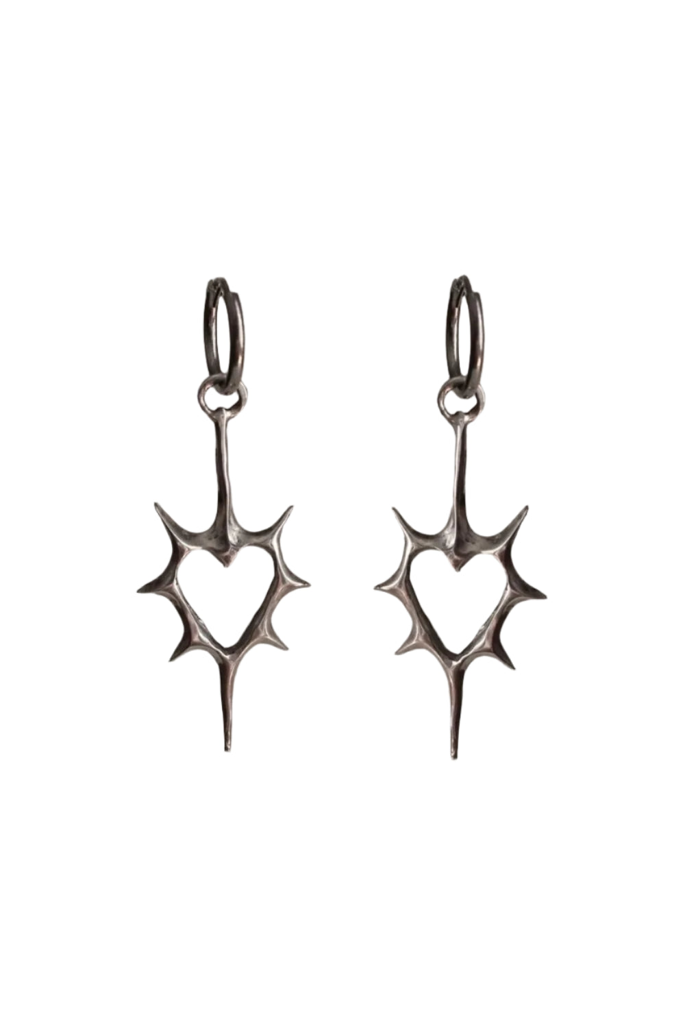 Edgy Enchanted Heart Silver Drop Earrings A Shoptery