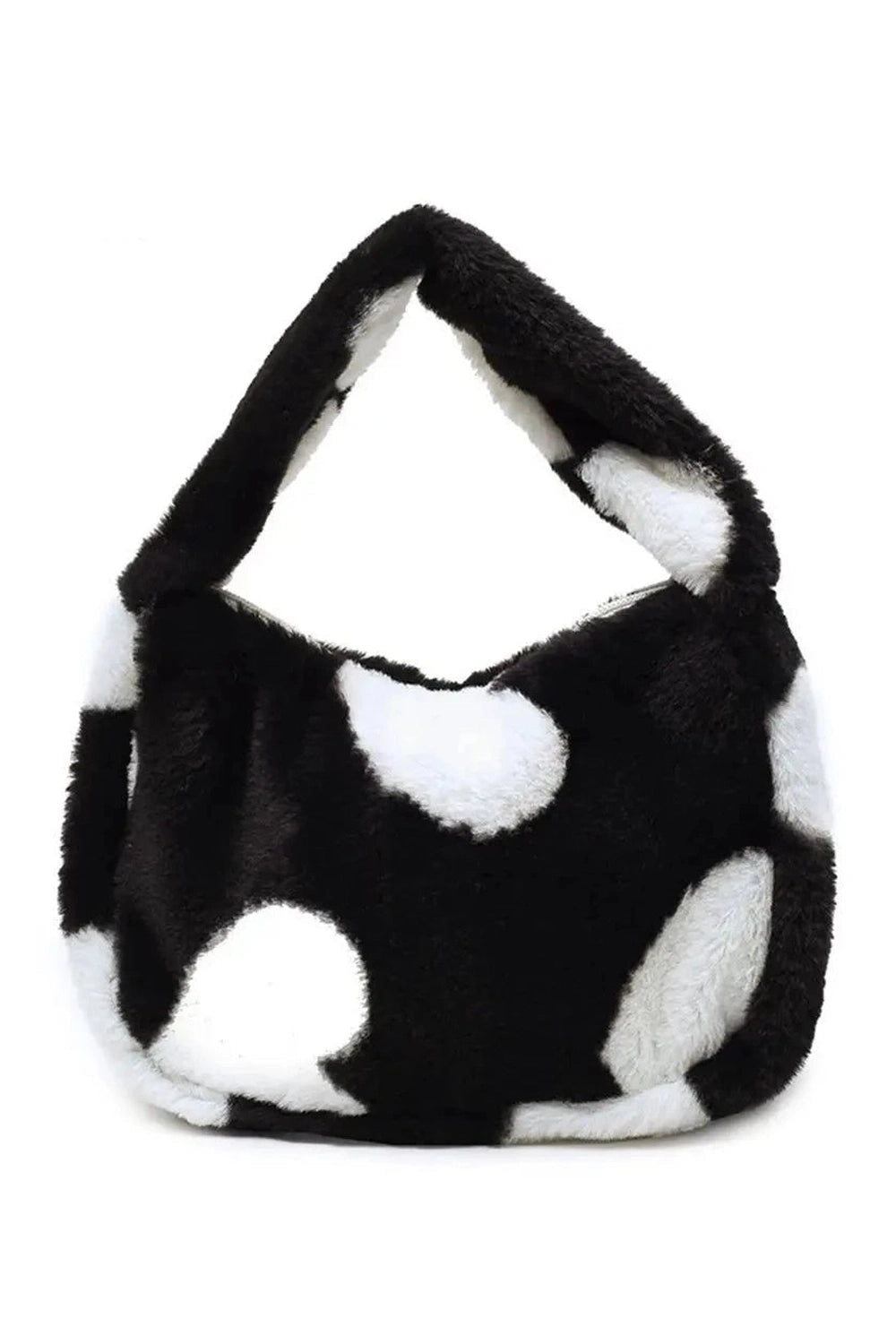 Aesthetic Fluffy Shoulder Plush Tote 4-black Shoptery
