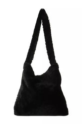 Aesthetic Fluffy Shoulder Plush Tote 1-black Shoptery