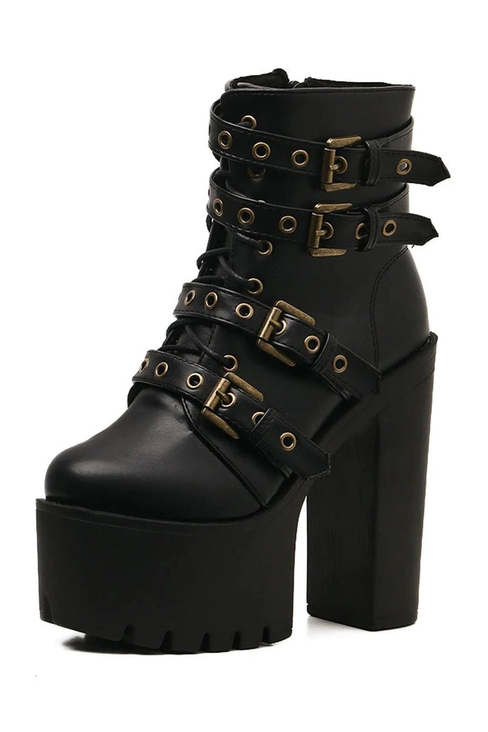 Alt Goth Platform Round Boots black Shoptery