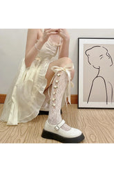 Coquette Lace Mesh Fishnet Knee Socks 1 One Size Shoptery