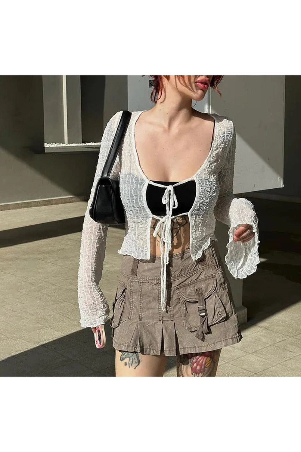 Alt Gothic Lace Up Blouse white Shoptery
