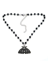 Edgy Gothic Luna Moth Black Bead Necklace A Shoptery