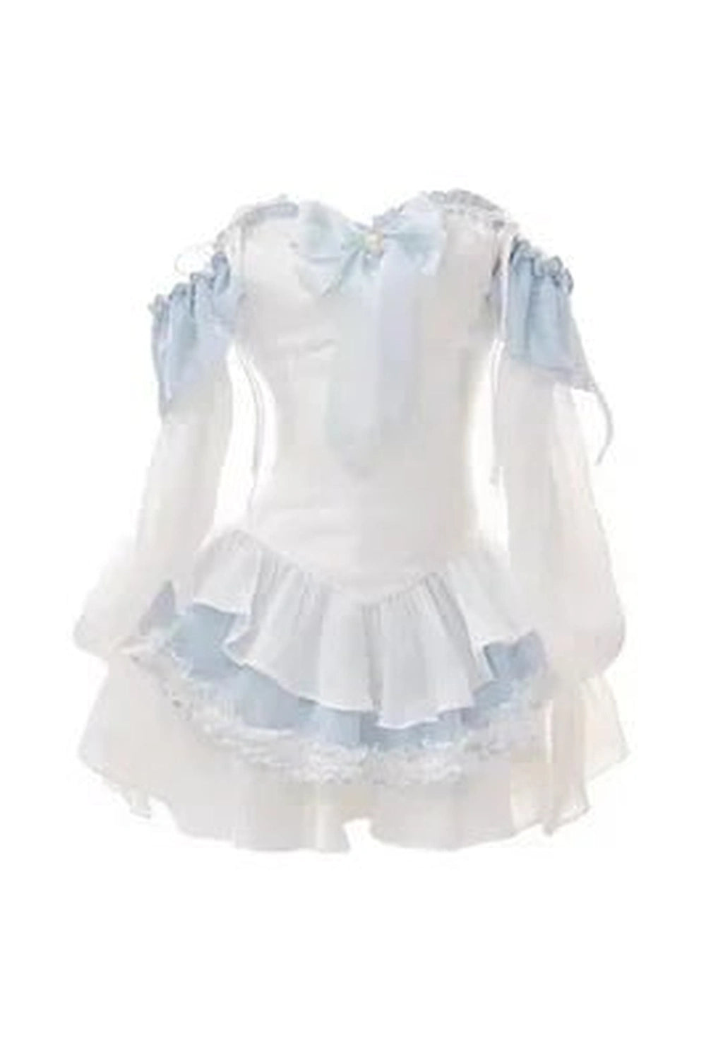 Kawaii Blue Bow Mini Dress Set Dress Shoptery