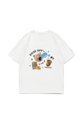 Kawaii Cat Oversized T-shirt WHITE Shoptery